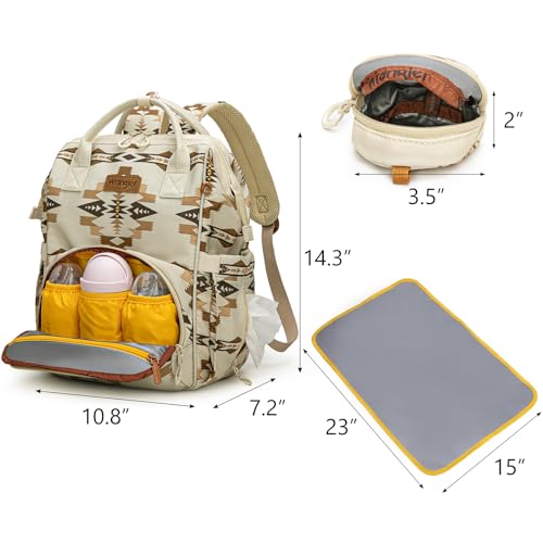 Montana West Wrangler Diaper Bag Backpack Aztec Callie Bag Travel Backpack Purses Western Multi-Function Baby Bags for Mom - color: 3pcs Off White
