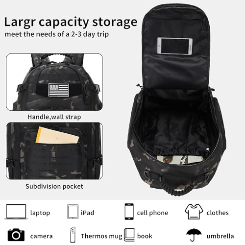30L Hiking Backpack Lightweight Outdoor Daypack Camping Backpack Outdoor Travel Daypack Day Pack for Man Woman (Black Camo) - color: Black Camo