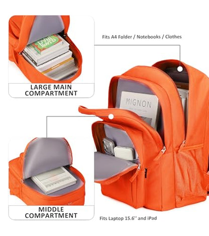 abshoo Classical Basic Womens Travel Backpack For College Men Water Resistant Bookbag (Tangerine) - color: Tangerine, size: 16.5 Inc