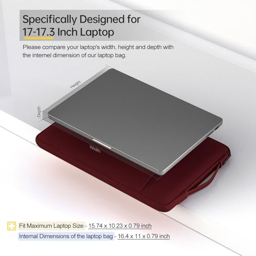 17-17.3 inch Laptop Sleeve Case for HP Pavilion 17/ Envy 17/ Dell Inspiron/Lenovo IdeaPad ThinkPad/LG Gram/MSI/ASUS ACR Notebook/Razer Blade Pro 17 Computer Bag, Wine Red - color: Wine Red, size: 17-17.3 Inch
