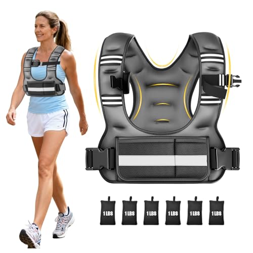 Adjustable Weighted Vest for Women, 6-12lb U-Shaped Weight Vest with 6 Iron Sand Bags & Adjustable Buckle Straps, Rucking Vest with Plus Pockets for Running, Walking and Strength Training - color: Gray