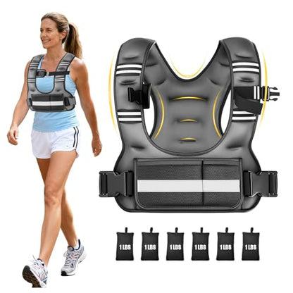 Adjustable Weighted Vest for Women, 6-12lb U-Shaped Weight Vest with 6 Iron Sand Bags & Adjustable Buckle Straps, Rucking Vest with Plus Pockets for Running, Walking and Strength Training - color: Gray