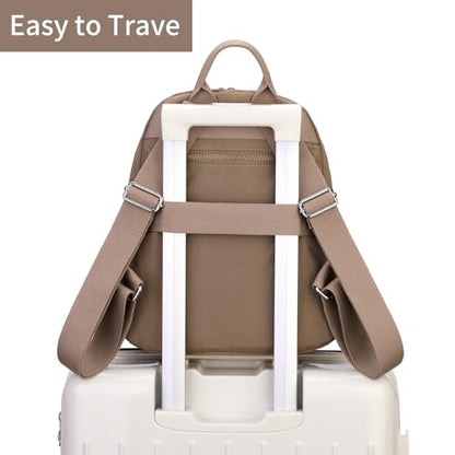 Tanweibago Mini Nylon Women Backpacks,11L Small Ladies backpacks Casual Lightweight Women Shopping Travel Daypack (Beige) - color: Beige