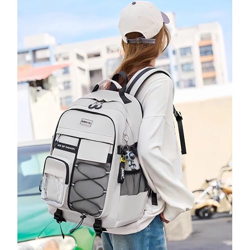 Durable Lightweight Waterproof Backpack, Travel Backpack, College School Backpack for Men and Women, Includes a Fashion Keychain, Grey | PM2275