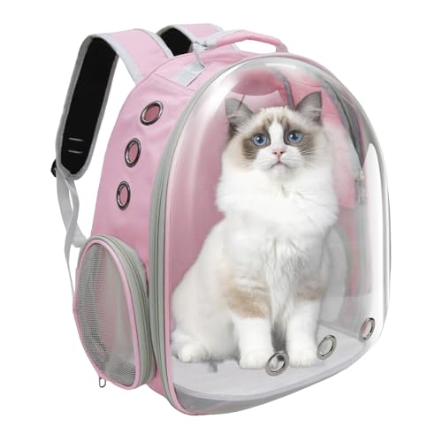 Cat Backpack, Airline Approved Bubble Carrying Bag for Small Medium Dogs Cats, Space Capsule Pet Carrier Dog Hiking Backpack Travel Carrier (Pink) - color: Pink