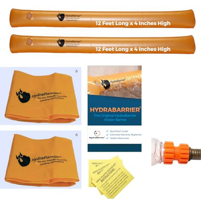 Watershed Innovations Best Sandbag Alternative - Hydrabarrier Standard 12 Foot Length 4 Inch Height. - Water Diversion Tubes that are the Lightweight, Re-usable, and Eco-Friendly - Bulk - 2 Pack - size: 12ft - 2 Pack