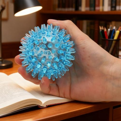 Ymiko Spiky Ball, Soft Transparent Massage Ball Spiky Ball Hollow Strength Recovery Exercise Stress Relief Massage Ball for Hand Wrist, Foot, Back, Muscles(7CM)