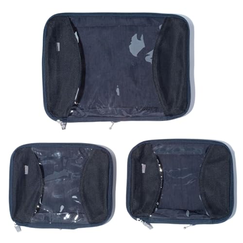 Baggallini Compression Cube 3-piece set - Lightweight Compression Packing Cubes for Travel - color: French Navy