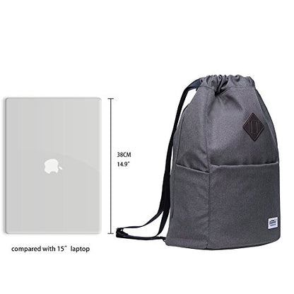 KAUKKO Drawstring Sports Backpack Gym Yoga Bag Shoulder Rucksack for Men and Women GREY 29.44L - color: Dark Grey3031