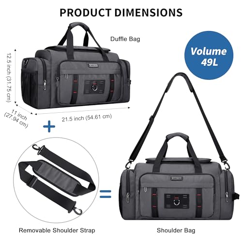 WITZMAN Duffle Bag for Men Large Overnight Carry On Weekender Bag with Shoe Compartment Sports Gym Duffle Bags for Traveling(B719 Silvery Grey) - color: Silvery Grey