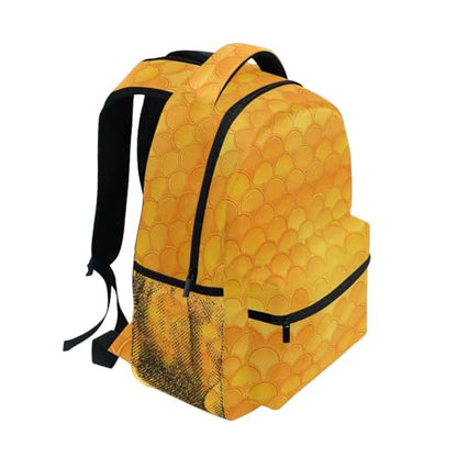 Laptop Backpack for Men Women Fashion Business Work Bag with Chest Strap Gift Men & Women Yellow Fish Scale Glittering - color: Multicolor05