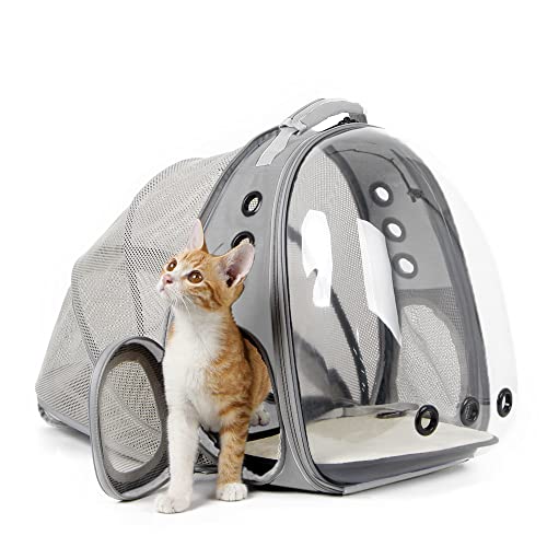 Back Extension Cat Travel Carrier Backpack (Grey, Clear Window) - color: Grey