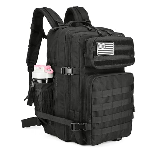 Military 45L Tactical Assault Backpack 3 day assault pack with Molle Waterproof backpack Rucksack for Tactical Backpacks - color: Black