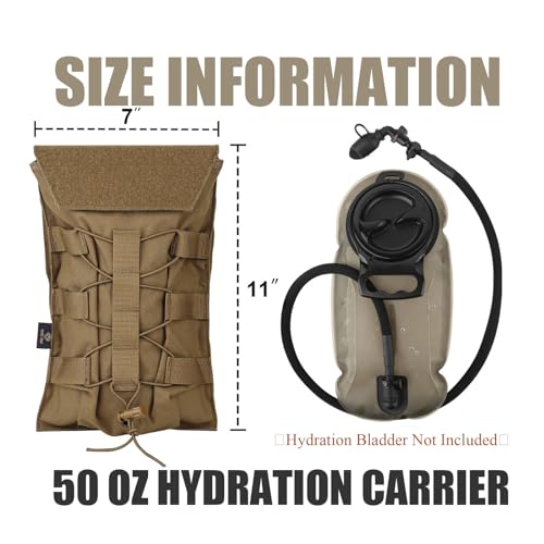 PETAC GEAR 1.5L / 3L Tactical Hydration Pack，Molle Carrier Pouch for 50 oz /100 oz Hydration Bladder Daypack Water Backpack. - color: CB, size: 1.5L bag only