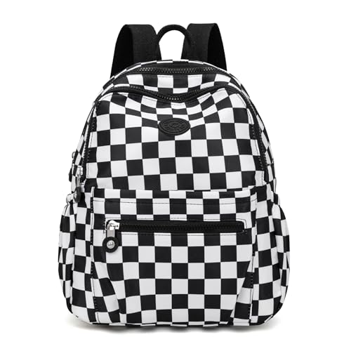 Pealwel Mini Backpack Purse for Women,Small Nylon backpacks for Ladies Backpacks Women Anti Theft Travel Bag (White&Black) - color: White&black