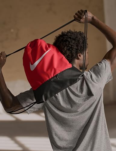 Nike Unisex Adult Gameday Brasilia 9.5 Training Drawstring Gym Sack, Bag, Backpack (18L) | Mens and Womens - color: University Red/Black/White