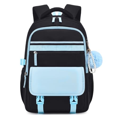Backpack for Girls, School Backpack for Teens Girls Women, 15.6 Inch Laptop Bag, Cute Kids Bookbag for School, Casual Daypack for Elementary Middle College Work Travel Airport, Black Blue - color: Black Blue