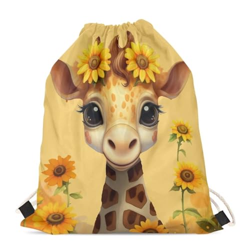 Upetstory Sunflower Giraffe Drawstring Backpack Gym Bag Sports String Cinch Backpacks Athletic Sackpack for Women Family Girls Boys Children Travel Storage Pouch - color: 1 Sunflower Giraffe