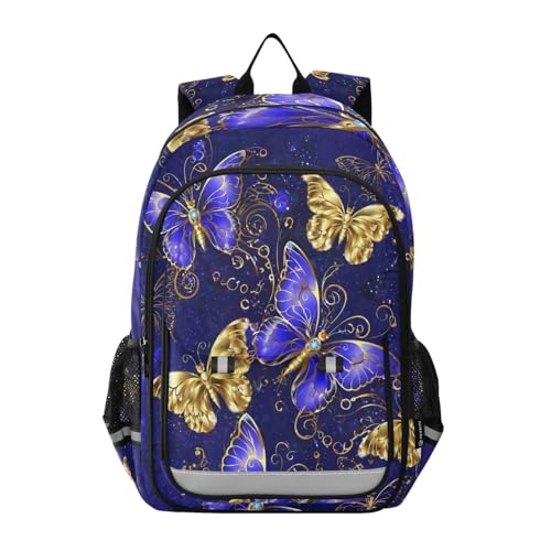 ALAZA Purple and Gold Butterfly Laptop Backpack Purse for Women Men Travel Bag Casual Daypack with Compartment & Multiple Pockets - color: Butterfly