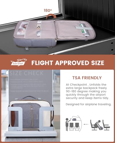 LOVEVOOK 40L Travel Backpack for Women & Men, Airline Approved Carry On Luggage with 3 Packing Cubes, TSA Overnight Bags, Waterproof Personal Item Bag, Weekender Essentials Backpacks fits 17" Laptop - color: Grey-beige-brown, size: Large