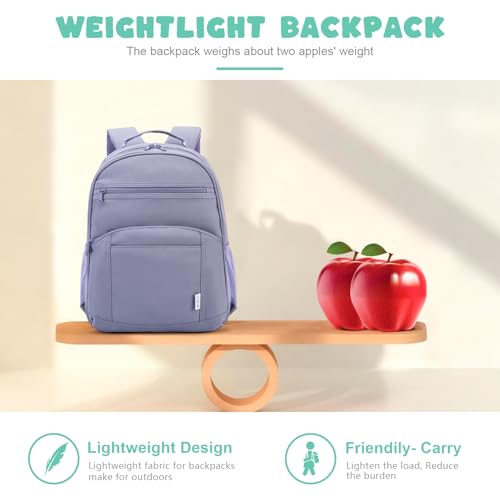 NOL Natural Organic Lifestyle Kids Backpack, School Backpacks for Teens Girls Boys, School Bookbag with Pencil Bag & Reflective Stripe for Elementary School - Light purple - color: Light Purple