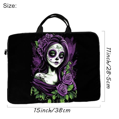 15-Inch Laptop Sleeve – Stylish, Lightweight, Shockproof, Water-Resistant Case for Lenovo, HP, Dell, Asus Notebooks - Day of The Dead Sugar Skull Women - color: Day of the Dead Sugar Skull Women