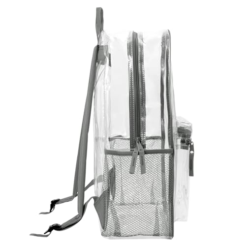 Trail maker Bulk Clear Backpacks Wholesale for School 24 Pack Clear Backpacks for Boys, Girls, School, Stadium, Travel (Grey Pack) - color: Grey Pack