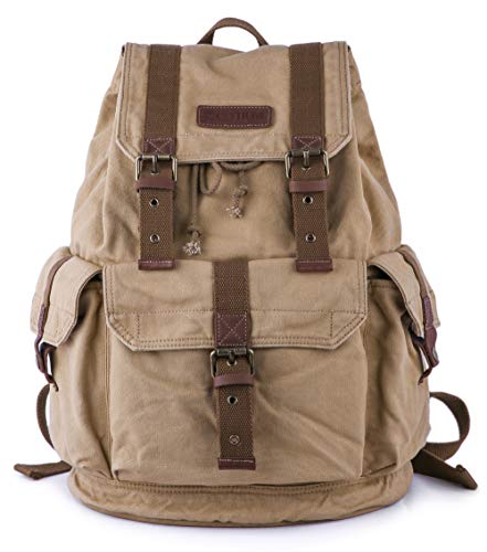 GOOTIUM 21101KA-S Specially High Density Thick Canvas Backpack Rucksack, Khaki Small - color: Khaki, size: Small