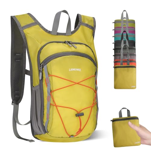 13L Small Hiking Backpack for Women Men, Lightweight Foldable Day pack, Packable Daypack for Travel, Camping (Yellow) - color: Yellow