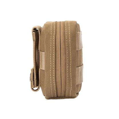 Small MED Kits Holder Duty Belt Gloves Pouch MOLLE Tactical Vest Nasal Spray Case Compact IFAK Carrier Backpack Wallet Cards Knife Gadgets Mini EDC Organizer Bag w/Removeable Clear ID Pocket - color: Coyote Brown