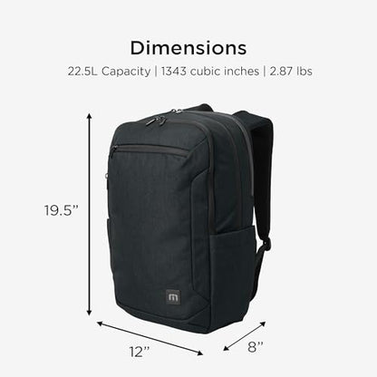 TravisMathew Duration Backpack with Laptop Sleeve, Black | Water-Resistant, For Work, Travel, Hiking, School - color: Black