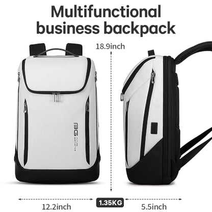 BANGE Business Smart Backpack Waterproof fit 15.6 Inch Laptop Backpack with USB Charging Port,Travel Durable Backpack - color: White