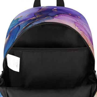 Purple Blue and Gold Marble Laptop Backpack for Women Men, 18.3 Inch Travel Work Backpacks, Abstract Modern Waterproof Computer Casual Daypack Nurse Teacher Bags - color: Multicolor 11
