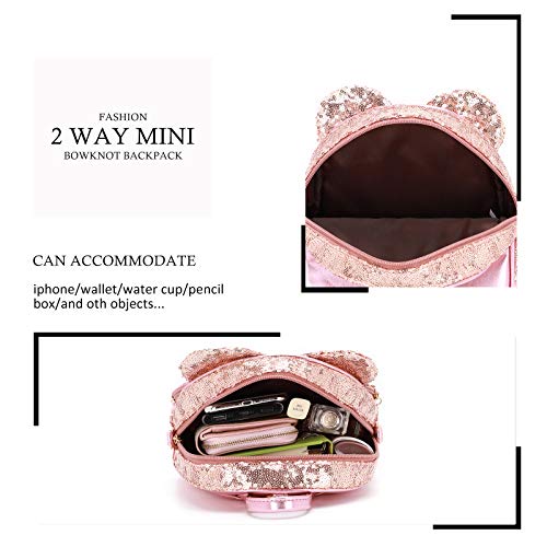 KL928 Girls Mini Backpack Bowknot Polka Dot Cute Small Daypacks Convertible Shoulder Bag Purse for Women - color: Fluorescent Pink-01