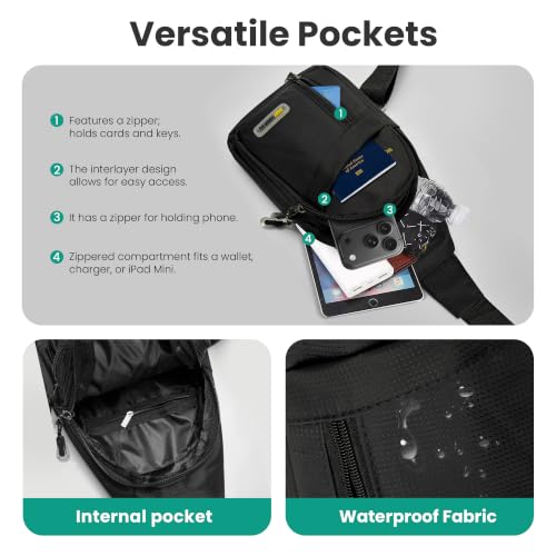 Waterproof Sling Bag for Men Women,Lightweight Crossbody Small Backpack,Shoulder Chest Bag for Travel Hiking - color: Grey