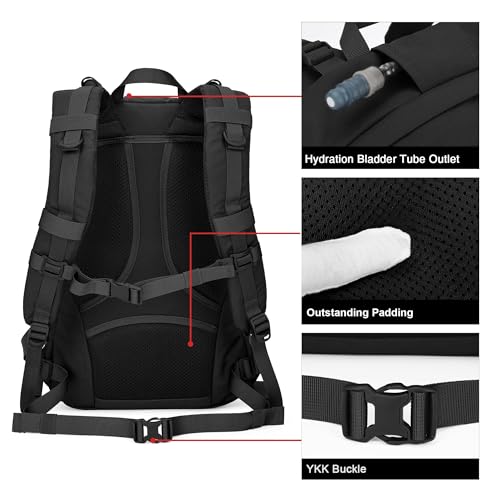 Mardingtop Military Tactical Backpack 25L Molle Hiking Backpack for Backpacking,Cycling and Biking - color: Black