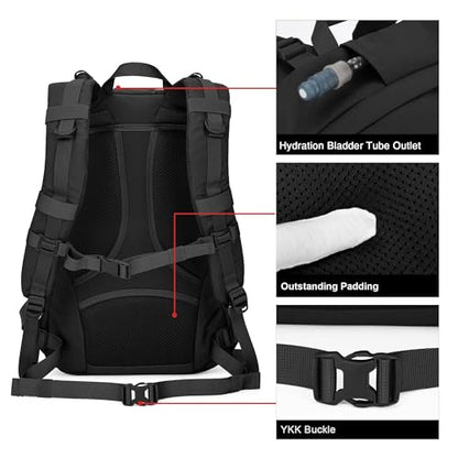 Mardingtop Military Tactical Backpack 25L Molle Hiking Backpack for Backpacking,Cycling and Biking - color: Black