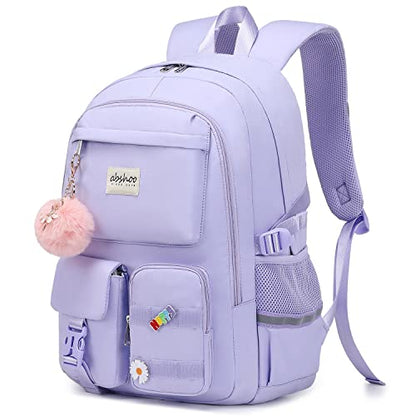 abshoo Big Student Laptop Backpack For College Women Middle High School Teen Girls Bookbag Travel Daypack (Purple) - color: Purple