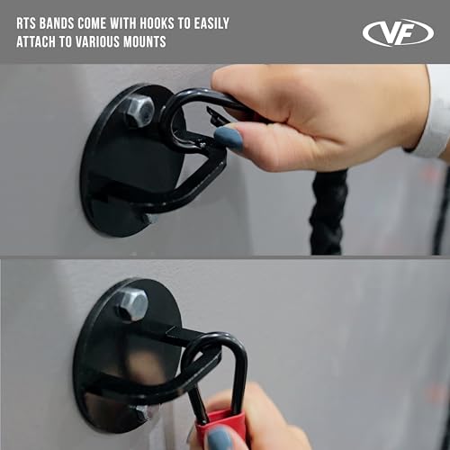 Valor Fitness Resistance Bands - 5lb to 25lbs - Carabiners Attached & 2 Bands per Weight Option with Handles– Sheath Covered - Strength Training New Compact 39" Design - Wall Door Rack Mount Options - color: Black -RTS-RACKattB