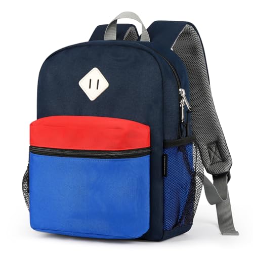 STEAMEDBUN Toddler Preschool Backpack for Boys 2-4,Mini - color: Dark-blue&red, size: Mini - 12"H