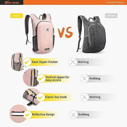 SKYSPER Small Daypack 10L Hiking Backpack Packable Lightweight Travel Day Pack for Women Men - color: Rosy, size: 10l
