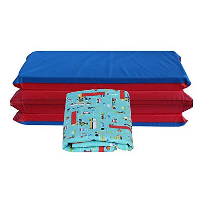 KinderMat 1.5" Thick + PBS Kids Kinderbundle - Washable Cover, Special Edition - Traffic JAM Design- Regular, Washable Sheet is 47" x 22", Value Bundle Great for Daycare & Family Households - color: Traffic Jam Bundle 1.5 Inch