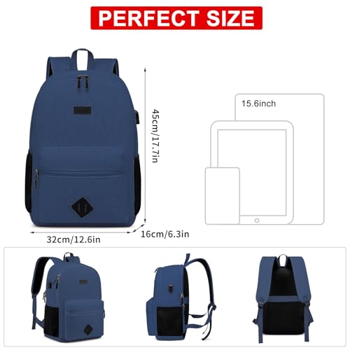 Casual Laptop Backpack,School Backpack Large Bookbag with USB for High School College Students Office Business, Blue - color: Blue, size: 15.6 Inch