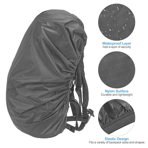 PATIKIL Waterproof Backpack Rain Cover with Anti-Slip Cross Buckle Straps & Drawstring Bag for Hiking Camping Traveling - color: Gray, size: Large