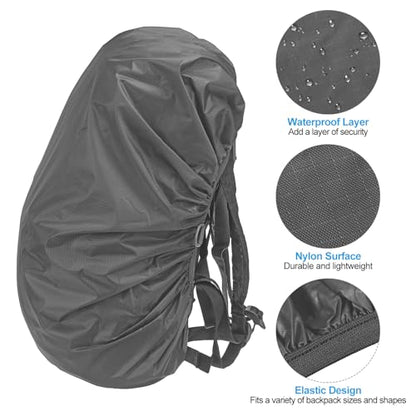 PATIKIL Waterproof Backpack Rain Cover with Anti-Slip Cross Buckle Straps & Drawstring Bag for Hiking Camping Traveling - color: Gray, size: Large
