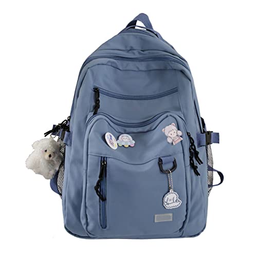 GAXOS Cute Aesthetic Backpack for School Girls Middle Student Bookbag - color: Blue