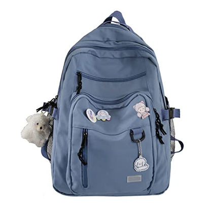 GAXOS Cute Aesthetic Backpack for School Girls Middle Student Bookbag - color: Blue