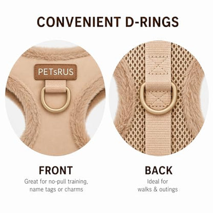 Premium No-Pull Dog Harness Soft Neoprene & Breathable Mesh Vest with Front & Back Clip D-Rings Adjustable Lightweight Walking Harness for Puppies, Small & Medium Dogs (Beige Fur Trim, XS) - color: Beige Fur Trim, size: XS: Neck 10.6-14.2'', Chest 14.2-18