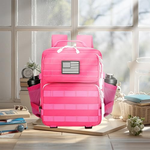 9L Mini Tactical Backpack for Men and Women, Tactical Backpack Small for Hiking, Small Tactical Bag (Rose Red) - color: Rose Red