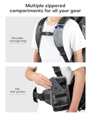 besrey Baby Backpack Carrier, Toddler Hiking Backpack with Safety 3-Height Seat, Adjustable Straps&Waist Belt, Foldable Frame Lightweight Large Capacity Child Carrier for Hiking (Shiny Black) - color: Shiny Black